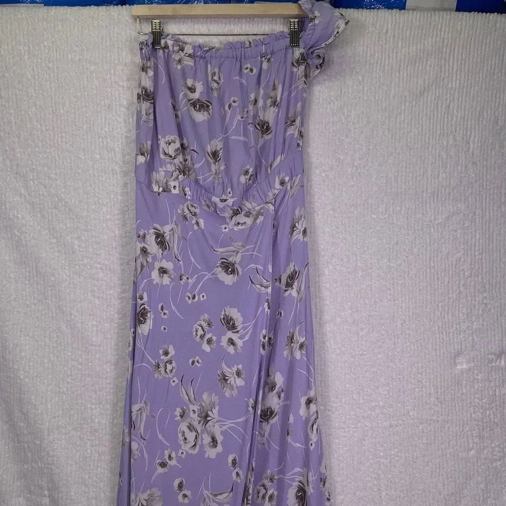 Flynn Skye Lavender Floral Off the Shoulder Morning Bouquet Maxi Dress Size XL